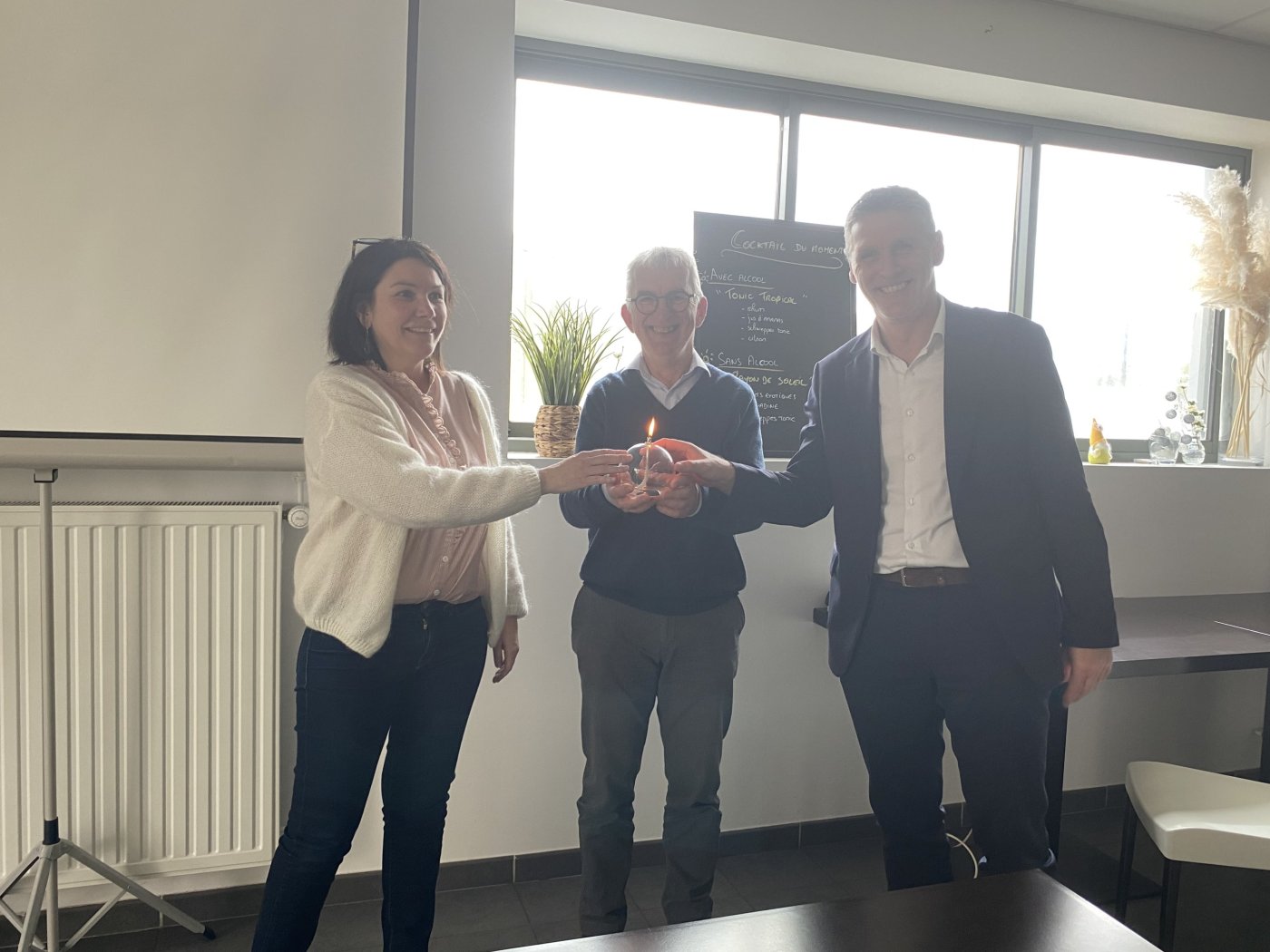 Pierrick Jubé, ancien Président de CA, Nadège Ménélec, Présidente du CA et Fabrice Robert dirigeant de la Scop 